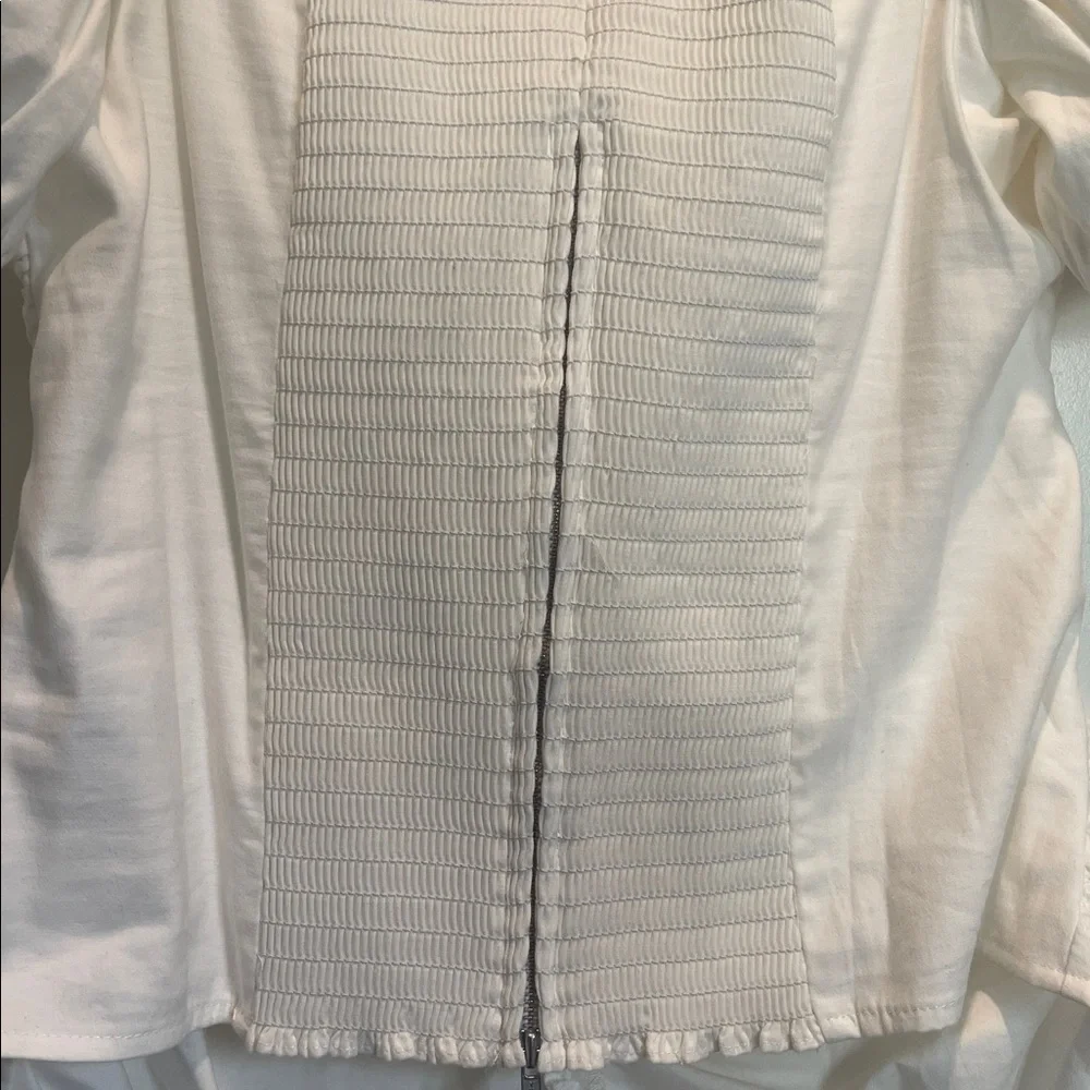 Reformation White Ruched Puff Sleeve Blouse